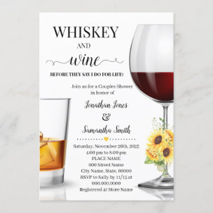 Sunflower whiskey and wine before I do shower Invitation