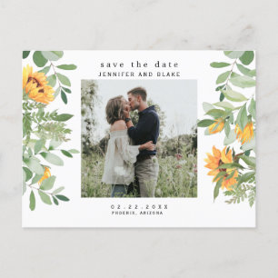 Sunflower Whispers Photo Save the Date Postcard