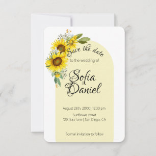 Sunflower white daisy arch elegant photo save the date