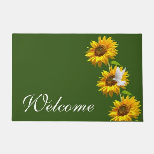 Sunflower White Dove  Door Mat