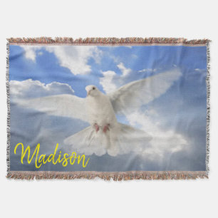 Sunflower White Dove Throw Blanket
