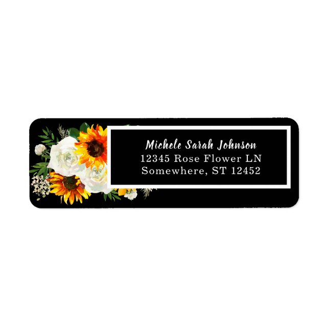 Sunflower & White Rose Floral Wedding 2- Black Label (Front)