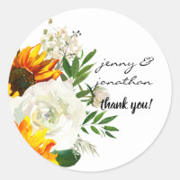 Sunflower & White Rose Thank You- White 2
