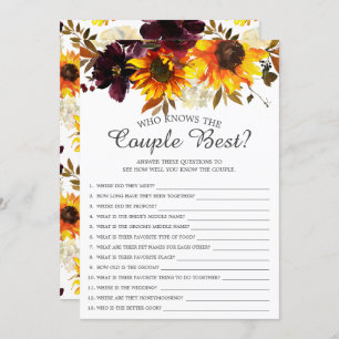 Sunflower Who Knows the Couple Best Bridal Game Invitation