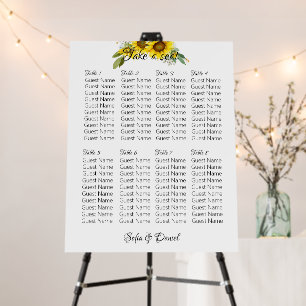 Sunflower wildflower 8 table elegant Seating Chart Foam Board