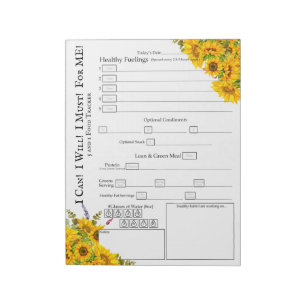 Sunflower Wildflower Corner Design Food Tracker Notepad