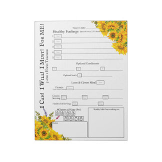 Sunflower Wildflower Corner Design Food Tracker Notepad