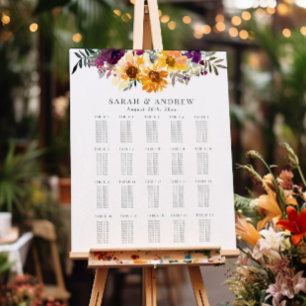 Sunflower Wildflower Floral Wedding Seating Chart