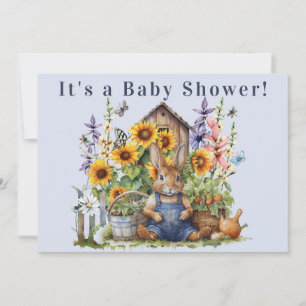 Sunflower Wildflower Garden Rabbit Baby Shower Invitation
