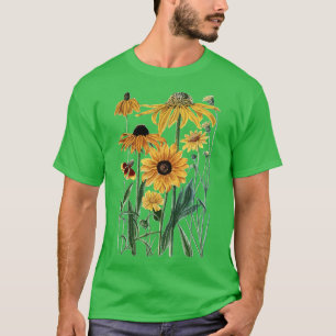 Sunflower Wildflower Vintage Botanical Plant Garde T-Shirt
