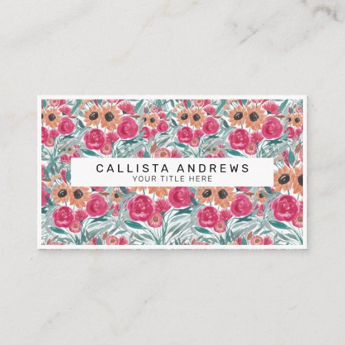 Sunflower Wildflower Watercolor Floral Pattern Business Card