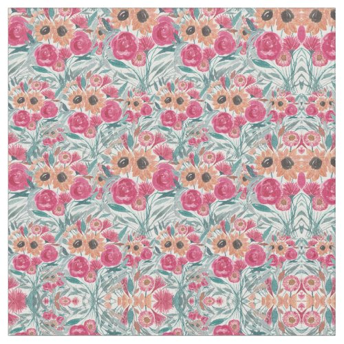 Sunflower Wildflower Watercolor Floral Pattern Fabric