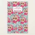 Sunflower Wildflower Watercolor Floral Pattern Planner<br><div class="desc">This country and cute pattern is perfect for the trendy and stylish woman. It features yellow, red, teal green, forest green, black, and pink watercolor sunflowers and wildflowers on top of a simple white background. It's artsy, trendy, southern, sweet, unique, and modern. Enjoy this hand-painted watercolor design done by the...</div>