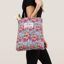 Sunflower Wildflower Watercolor Floral Pattern Tote Bag
