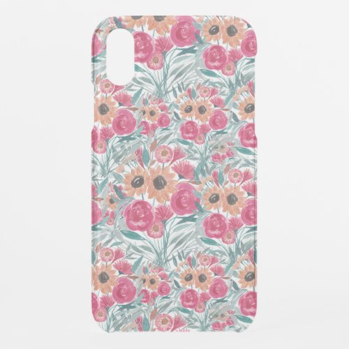 Sunflower Wildflower Watercolor Floral Pattern iPhone XR Case