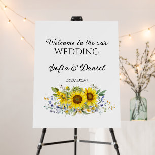 Sunflower wildflower watercolor rustic wedding foam board