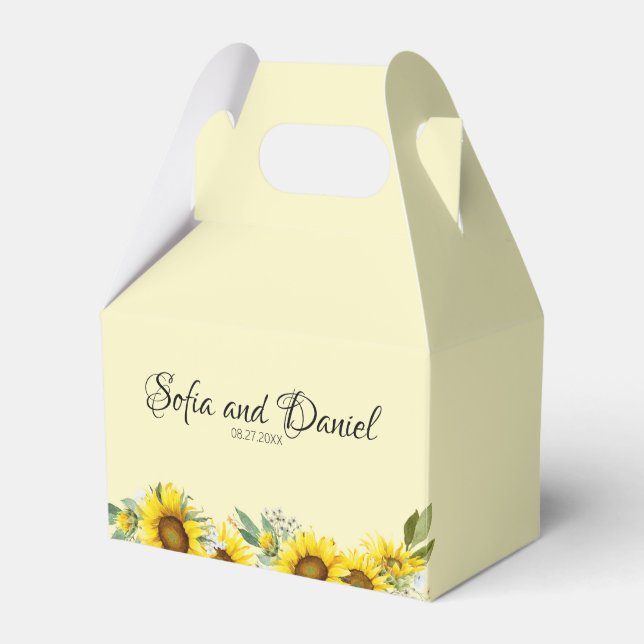 Sunflower  wildflower wedding yellow favor boxes (Front Side)