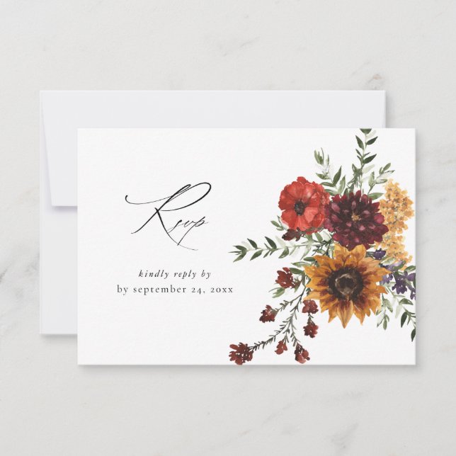 Sunflower & Wildflowers 2 Floral with Meal V2 RSVP Card (Front)
