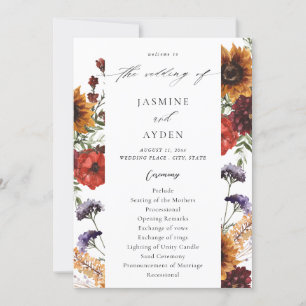 Sunflower & Wildflowers Floral Wedding Program