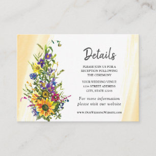 Sunflower Wildflowers Yellow Blue Greenery Wedding Enclosure Card