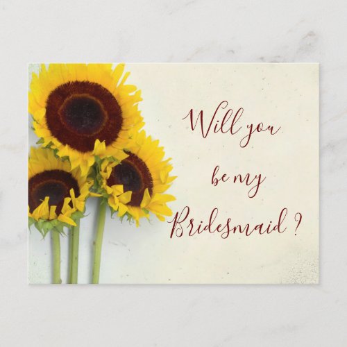 Sunflower Will You Be My Bridesmaid Invitation