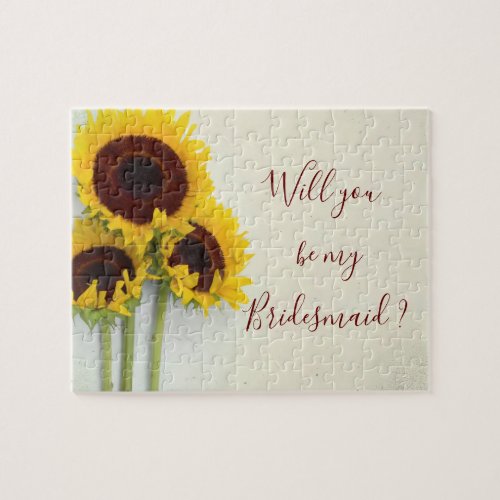 Sunflower Will You Be My Bridesmaid Jigsaw Puzzle