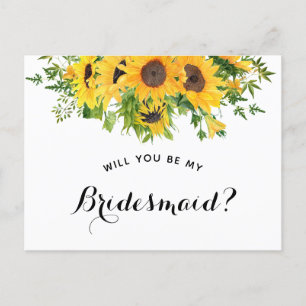 Sunflower Will you Be My Bridesmaid Proposal Announcement Postcard