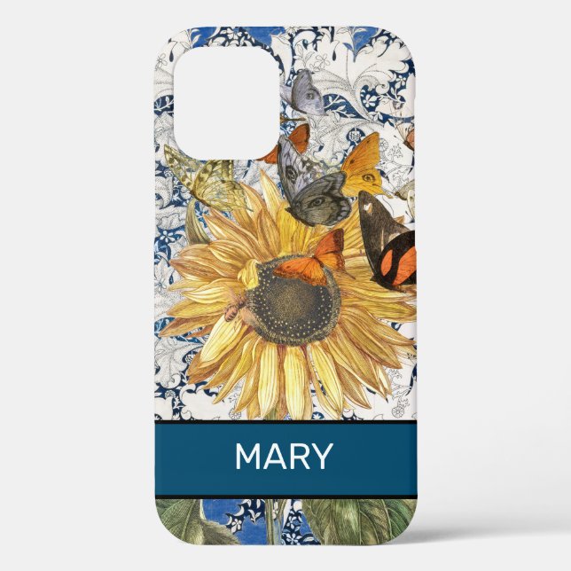 SUNFLOWER WILLIAM MORRIS iPhone 12 CASE DIY NAME (Back)