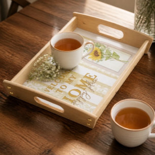 Sunflower Window Welcome Home Happy Place Serving Tray