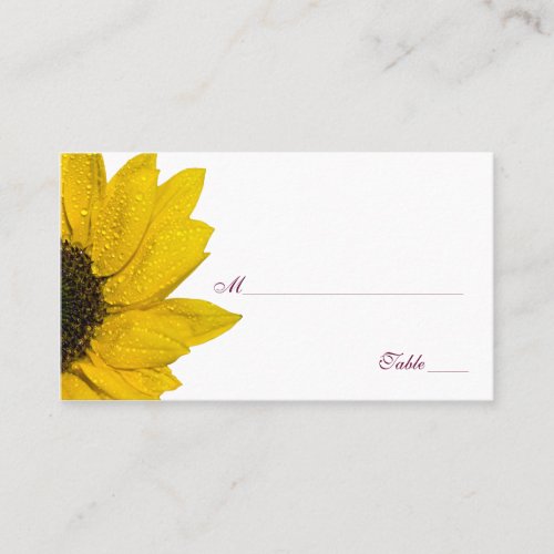 Sunflower Wine and Yellow Wedding Place Cards Business Cards