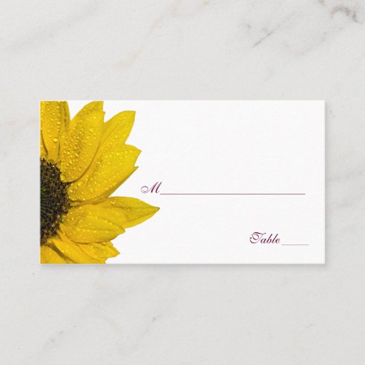 Customizable Sunflower Wine and Yellow Wedding Place Cards Business Cards