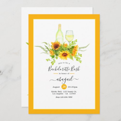 Sunflower Wine Bachelorette Extravaganza Invitation