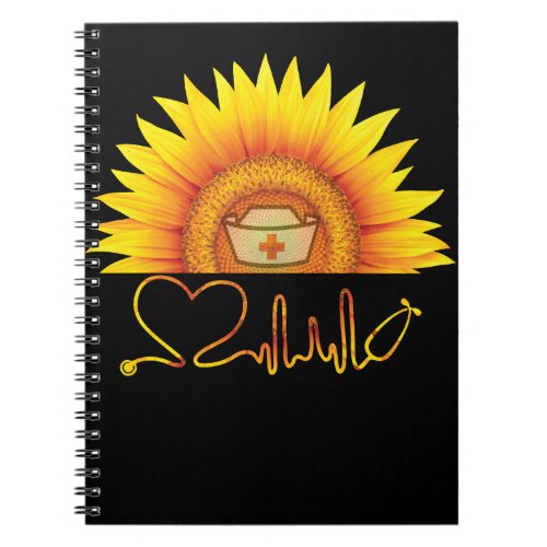 Sunflower With A Nurse Heartbeat Hippie Sunshine Notebook