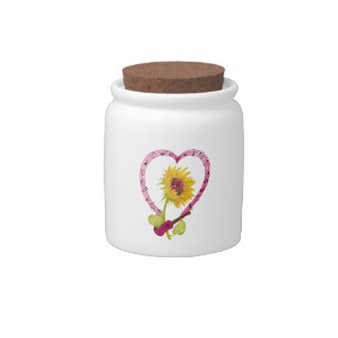 Sunflower with a Ukulele and Music Notes Candy Jar