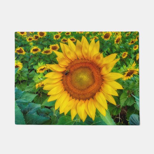 Sunflower with Bee Door Mat