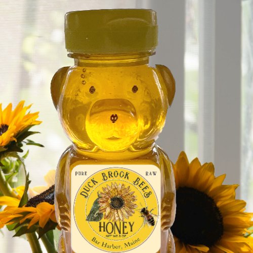 Sunflower with Bee mini Honey Bear Label 