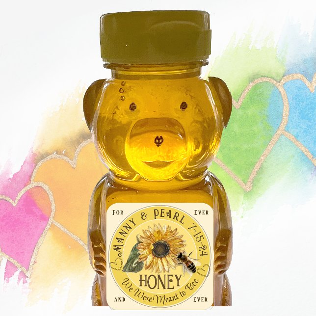Sunflower with Bee mini Honey Bear Label Wedding (Creator Uploaded)