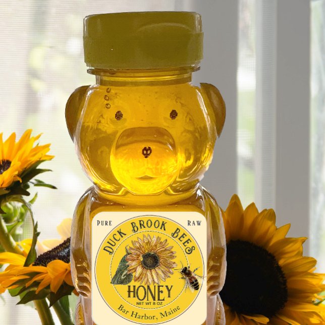 Sunflower with Bee mini Honey Bear Yellow Label  (Creator Uploaded)