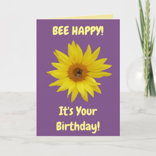 Sunflower with Bee Purple and Yellow Card