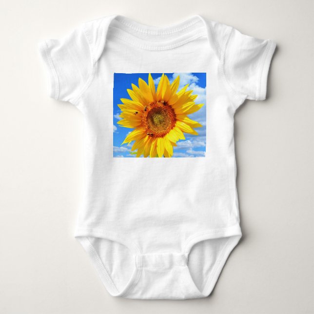 Sunflower with Bees Baby Bodysuit (Front)