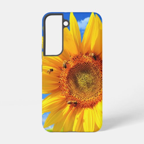Sunflower with Bees on Blue Sky Samsung Galaxy S22 Case