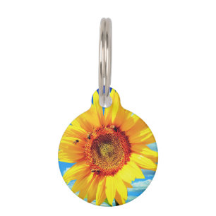 Sunflower with Bees Pet ID Tag