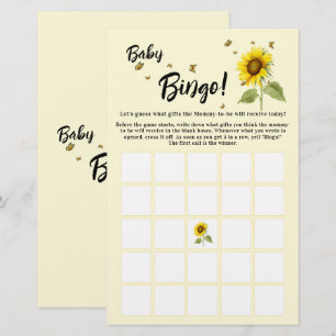 Sunflower with Butterflies Baby Bingo Game Flyer
