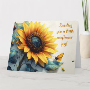 Sunflower with Butterflies with Customizable Text Card