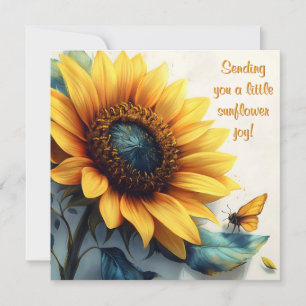Sunflower with Butterflies with Customizable Text Holiday Card