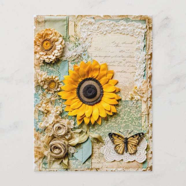 Sunflower with Butterfly Holiday Postcard (Front)