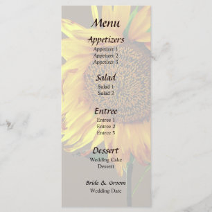 Sunflower With Center Part Wedding Menu