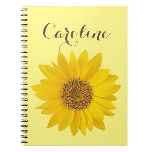 Sunflower with Custom Name Light Yellow Notebook