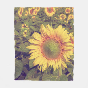 Sunflower with filter effect retro vintage styleag fleece blanket
