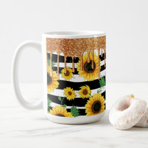 Sunflower with Gold Glitter Coffee Mug